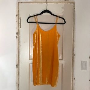 NWT Zara TRF Golden Yellow Velvet Mini Dress